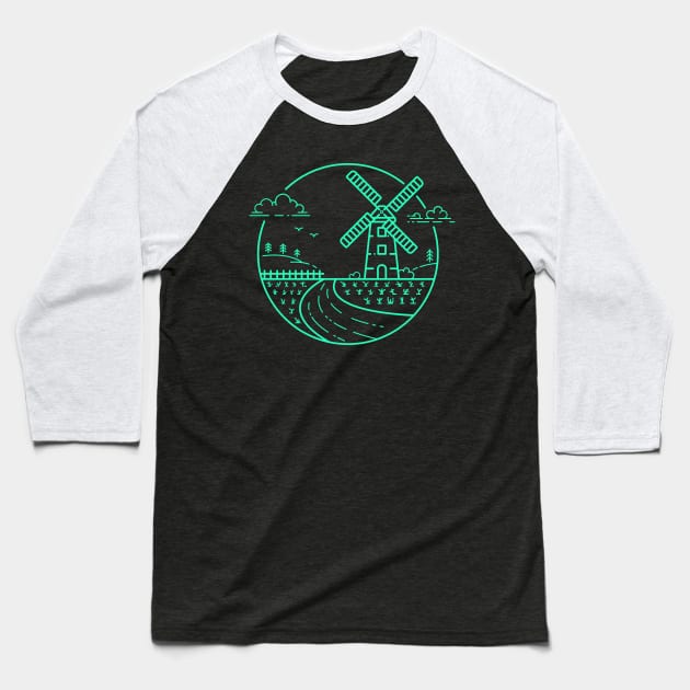 Wind mill Baseball T-Shirt by lime line